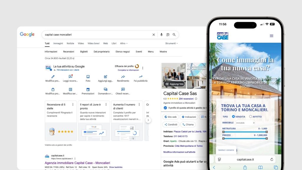 Google Business Profile performance for a clothing store in Moncalieri